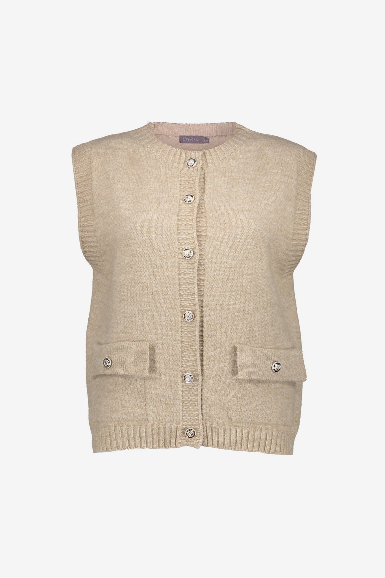Geisha dames stijlvol knit gilet met utility details