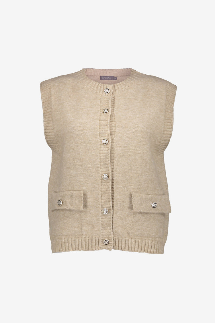 Geisha dames stijlvol knit gilet met utility details