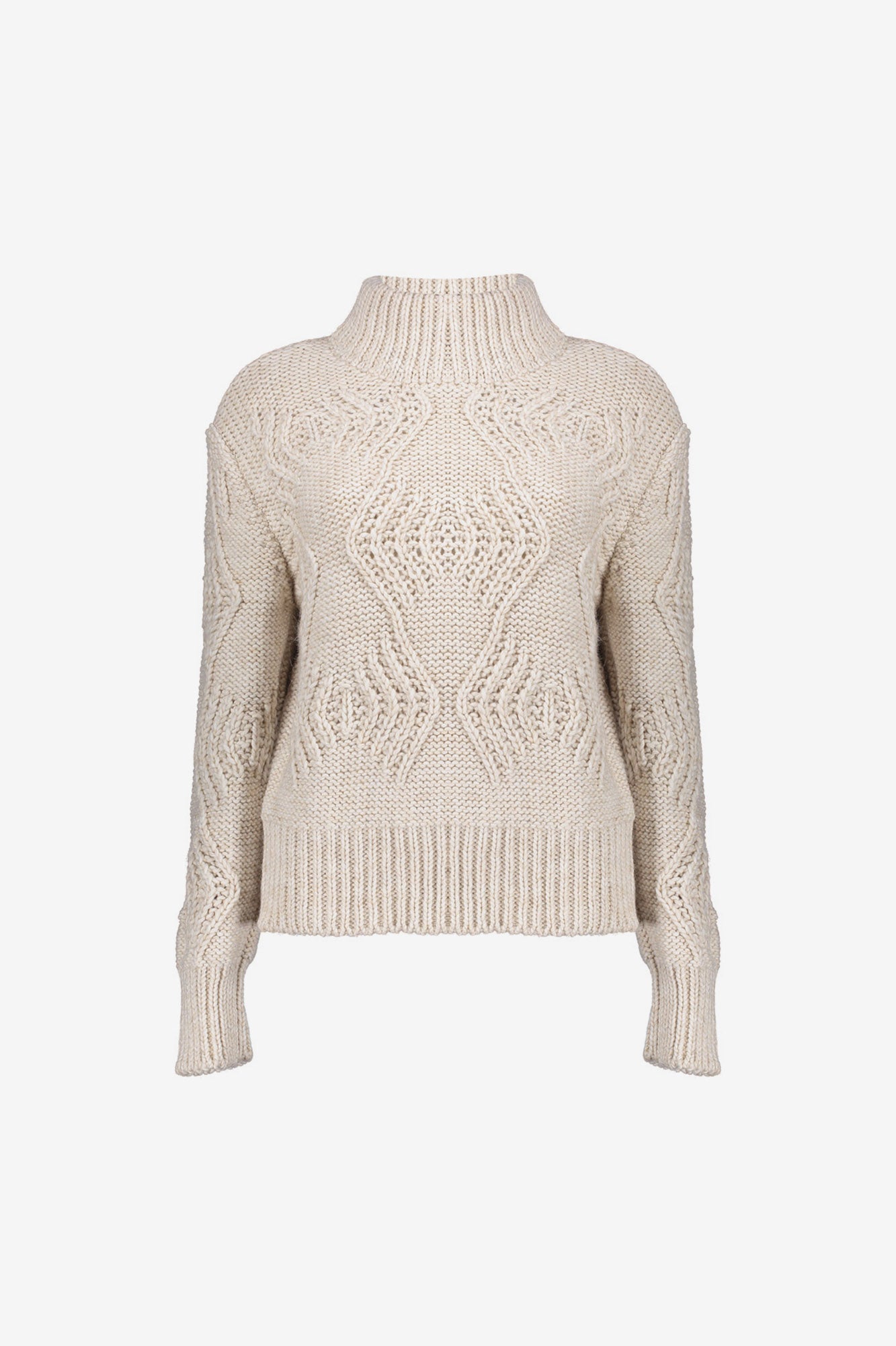 Geisha dames trui met kabelpatroon en colkraag