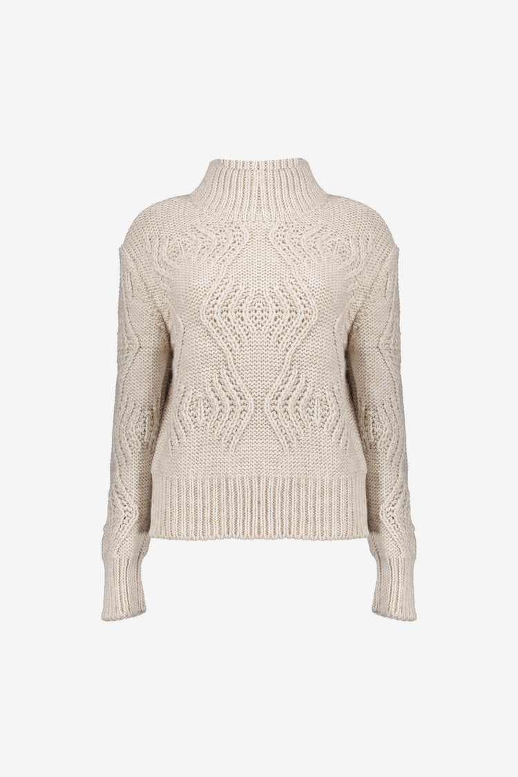 Geisha dames trui met kabelpatroon en colkraag