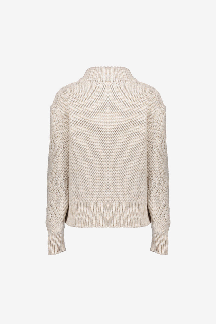 Geisha dames trui met kabelpatroon en colkraag