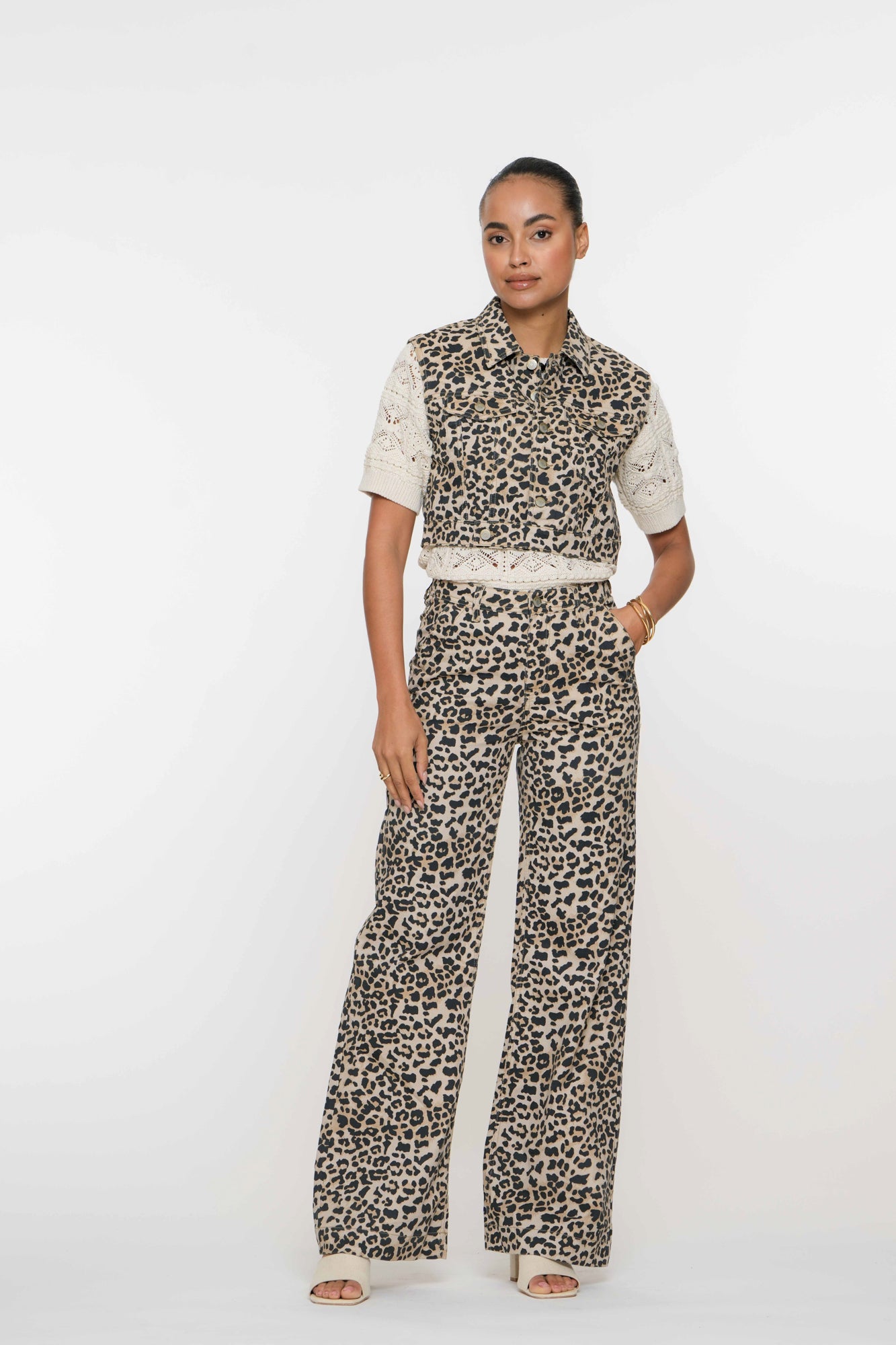 Geisha Fashion dames gilet met luipaardprint