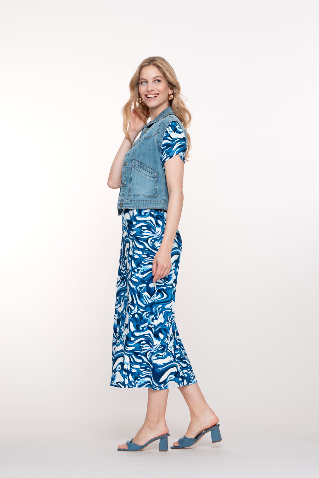 Geisha dames denim cropped singlet