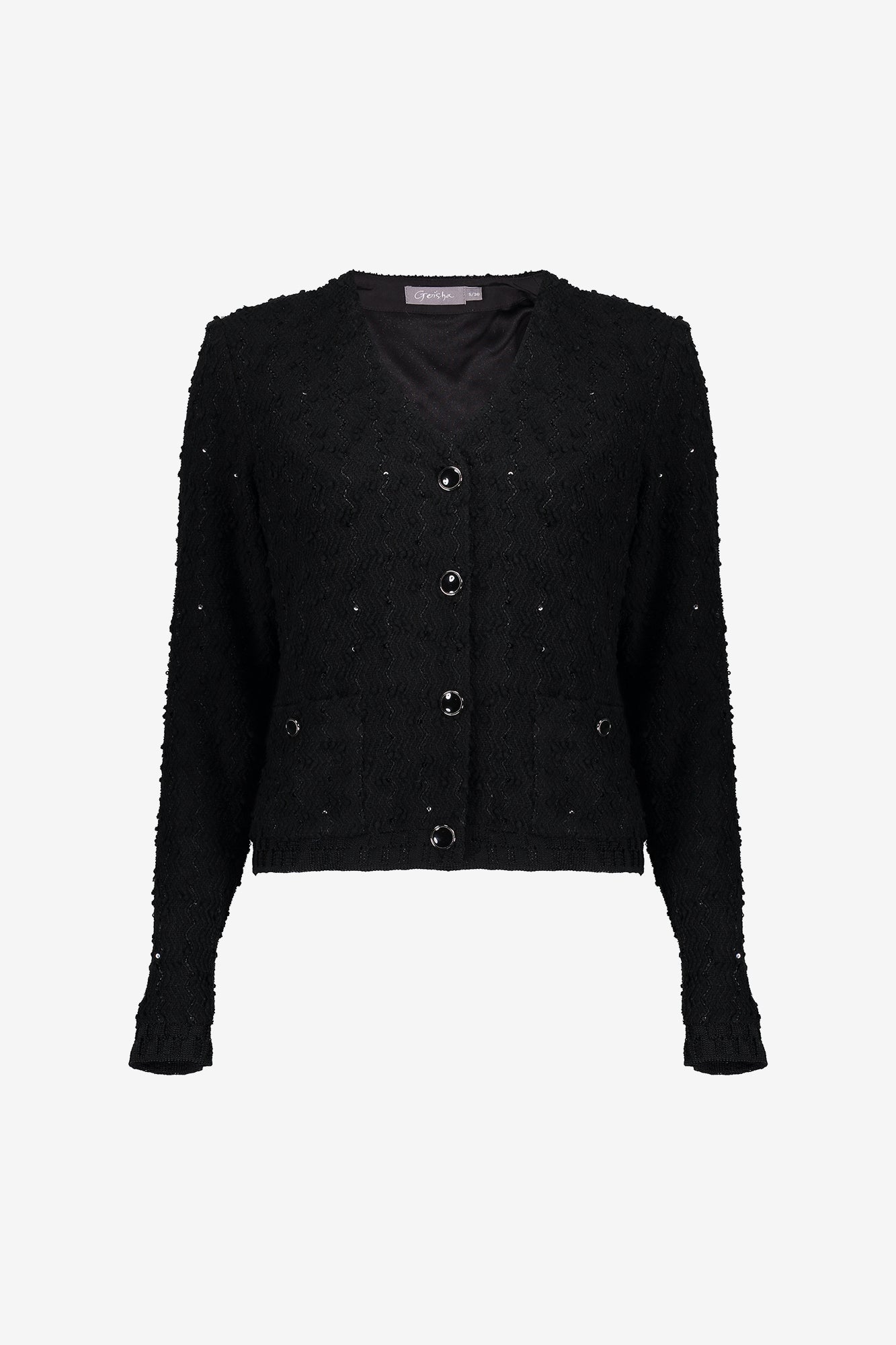 Geisha dames boucle vest met sierlijke knopen