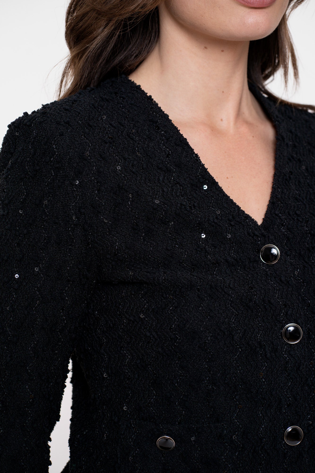 Geisha dames boucle vest met sierlijke knopen