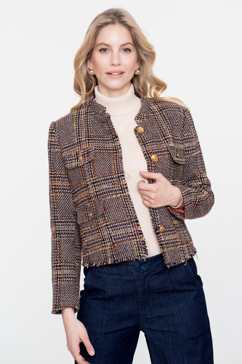Geisha dames multi-color tweed jasje