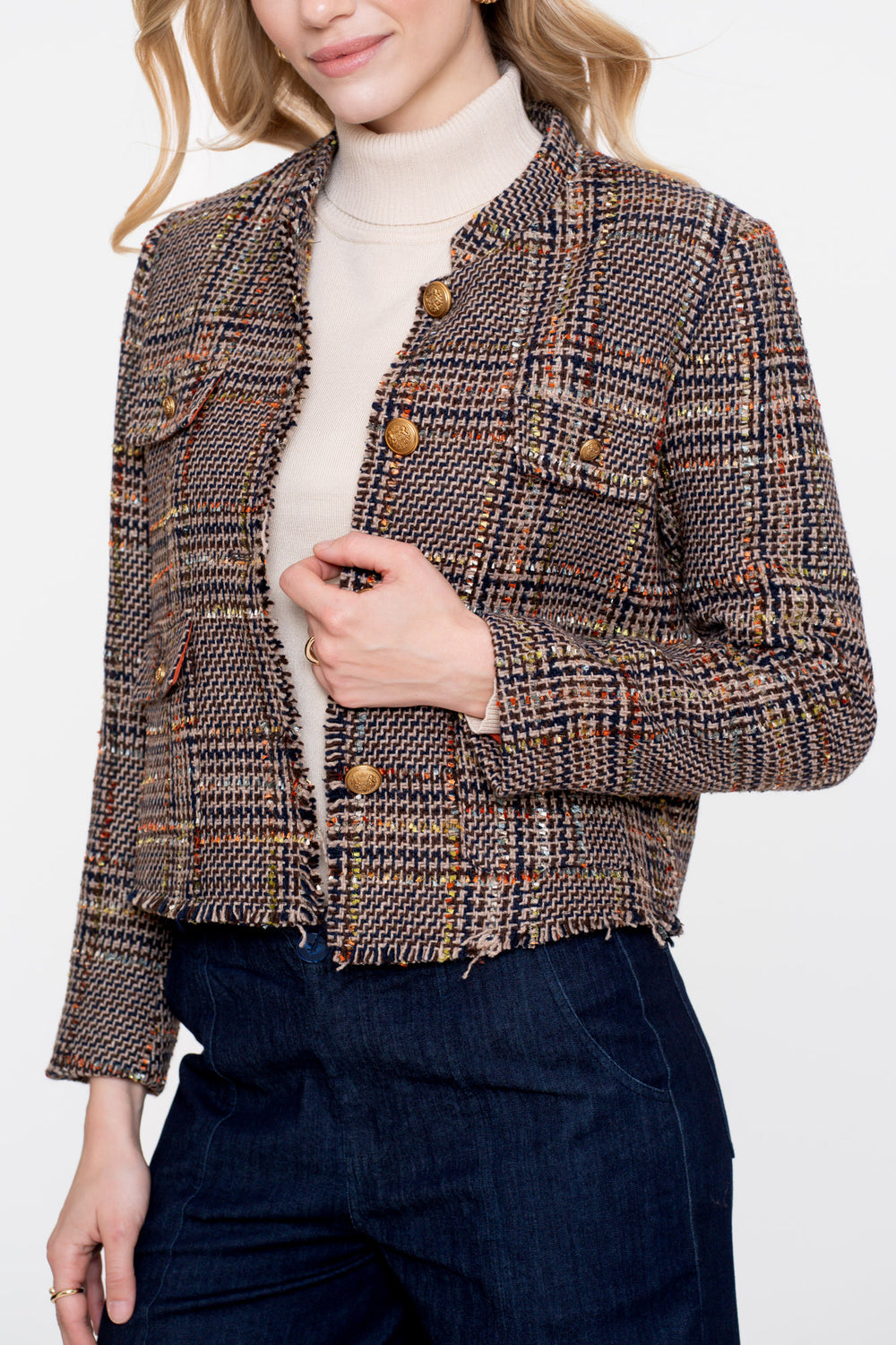 Geisha dames multi-color tweed jasje