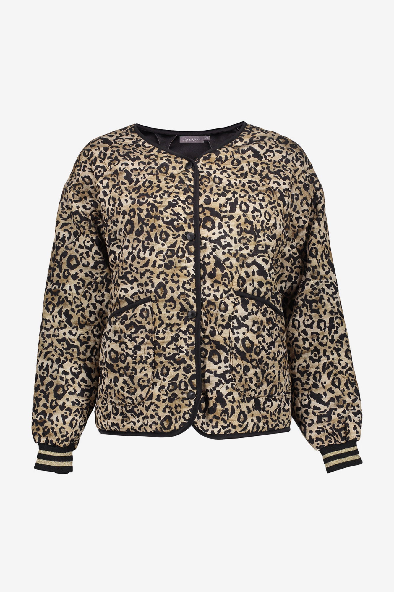 Geisha dames kort step jasje met leopard print