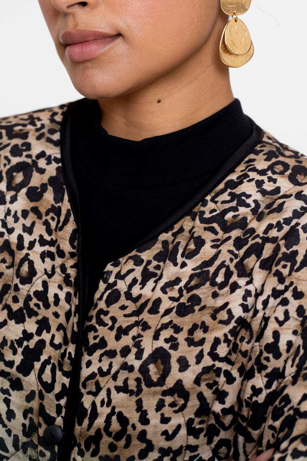 Geisha dames kort step jasje met leopard print