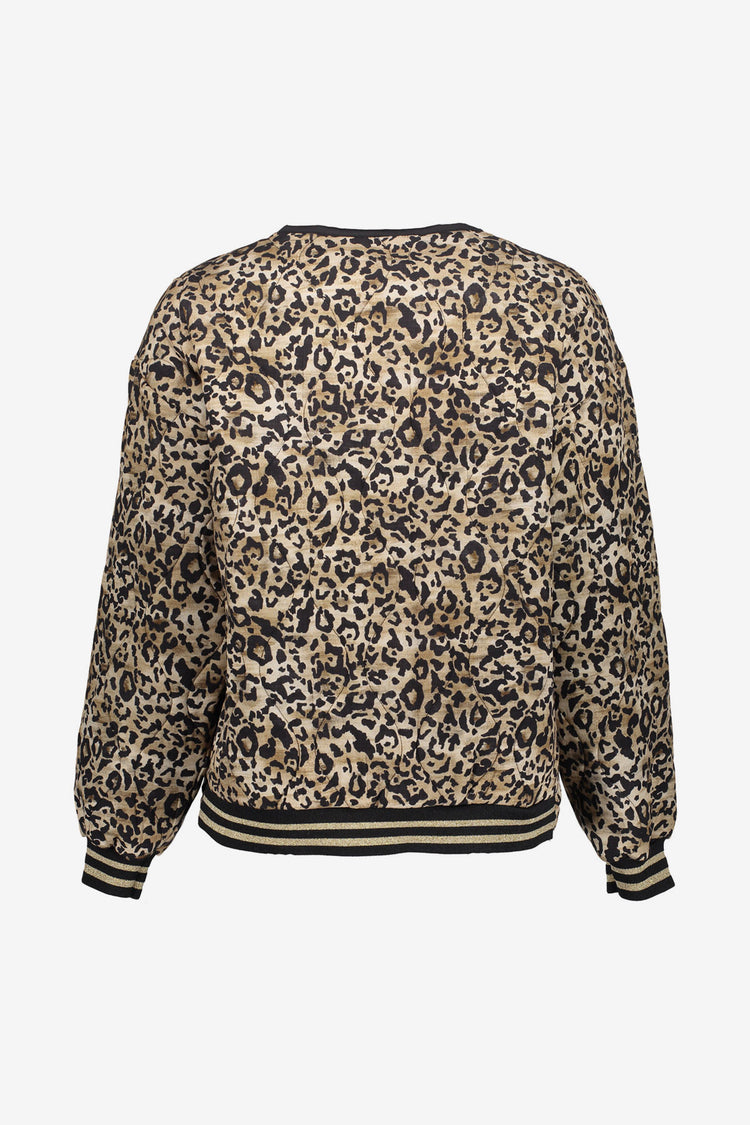 Geisha dames kort step jasje met leopard print