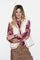 Geisha dames teddy gilet met geweven bies