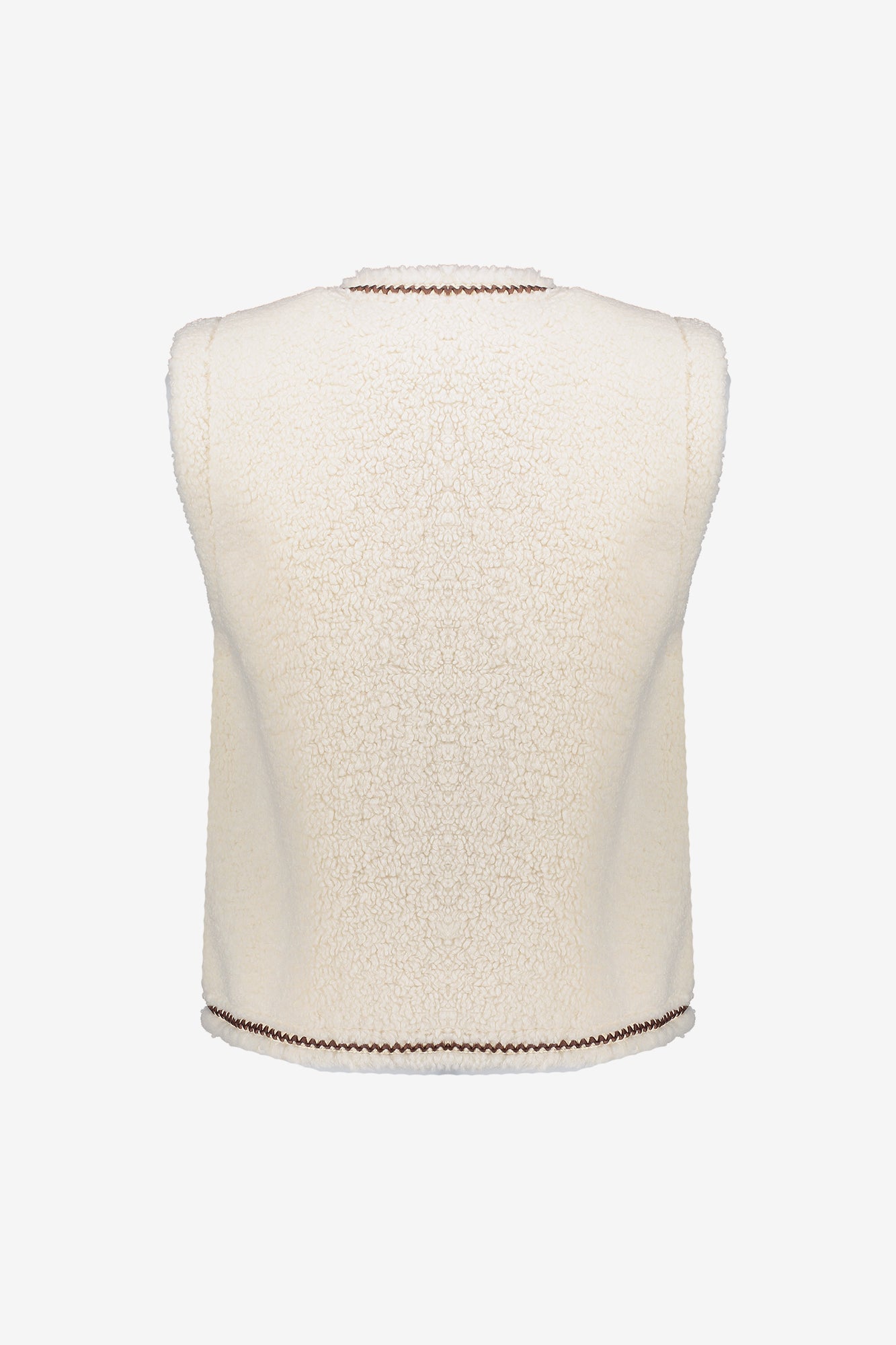 Geisha dames teddy gilet met geweven bies