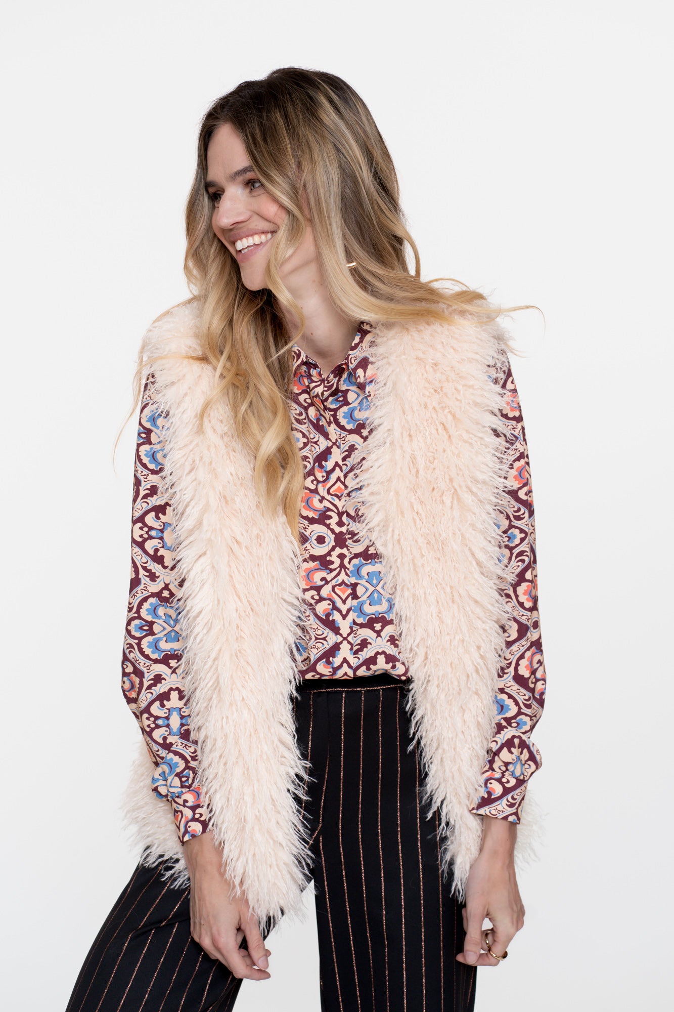 Geisha dames faux furry gilet