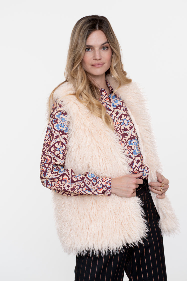 Geisha dames faux furry gilet