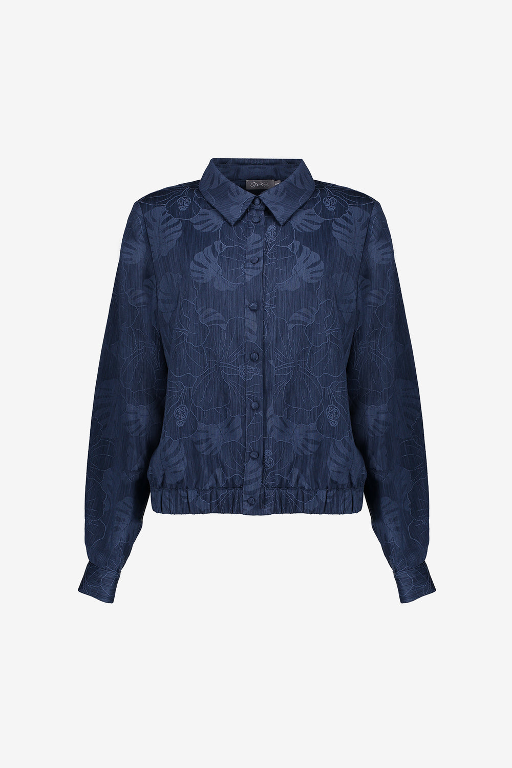 Geisha dames denim cropped jasje met bloemenprint
