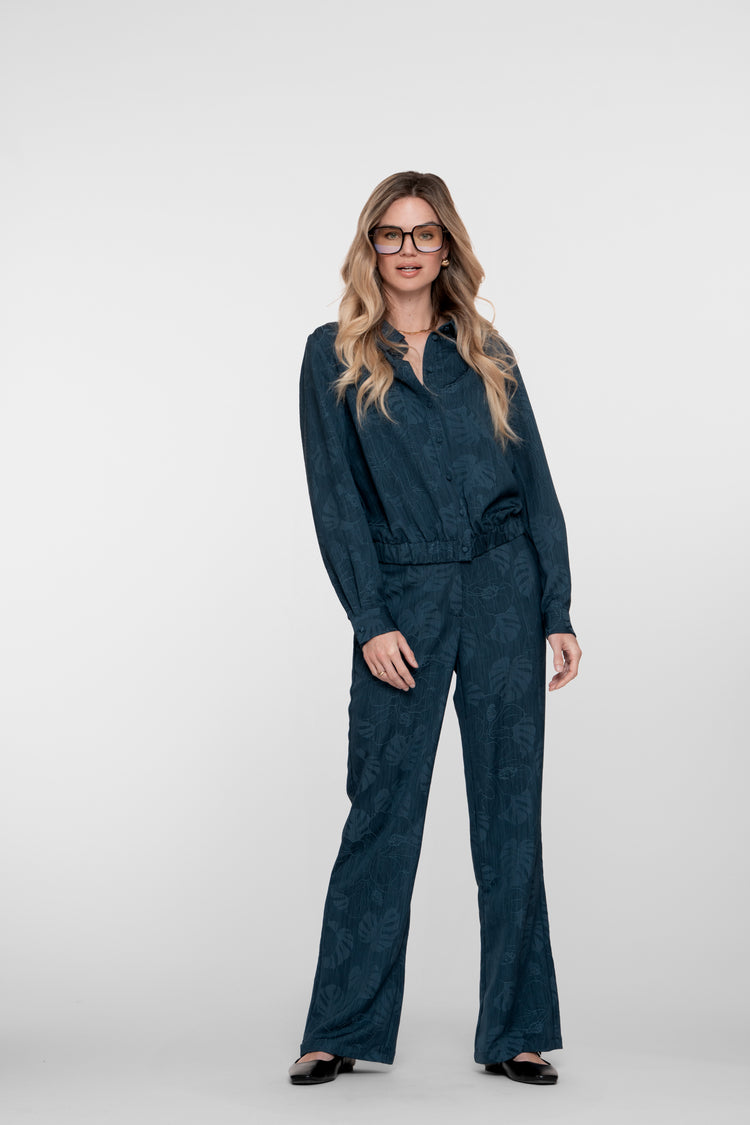 Geisha dames denim cropped jasje met bloemenprint