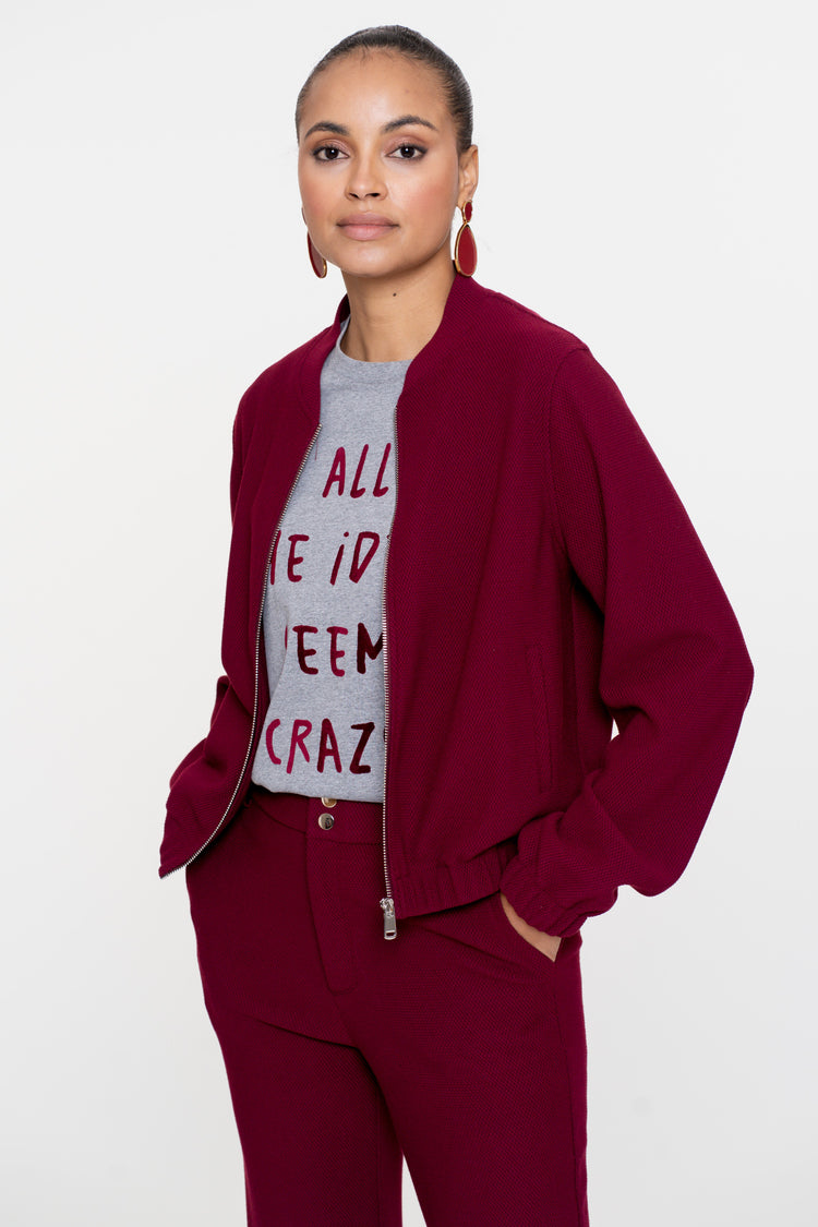Geisha dames bomber jacket met rits en honeycomb structuur