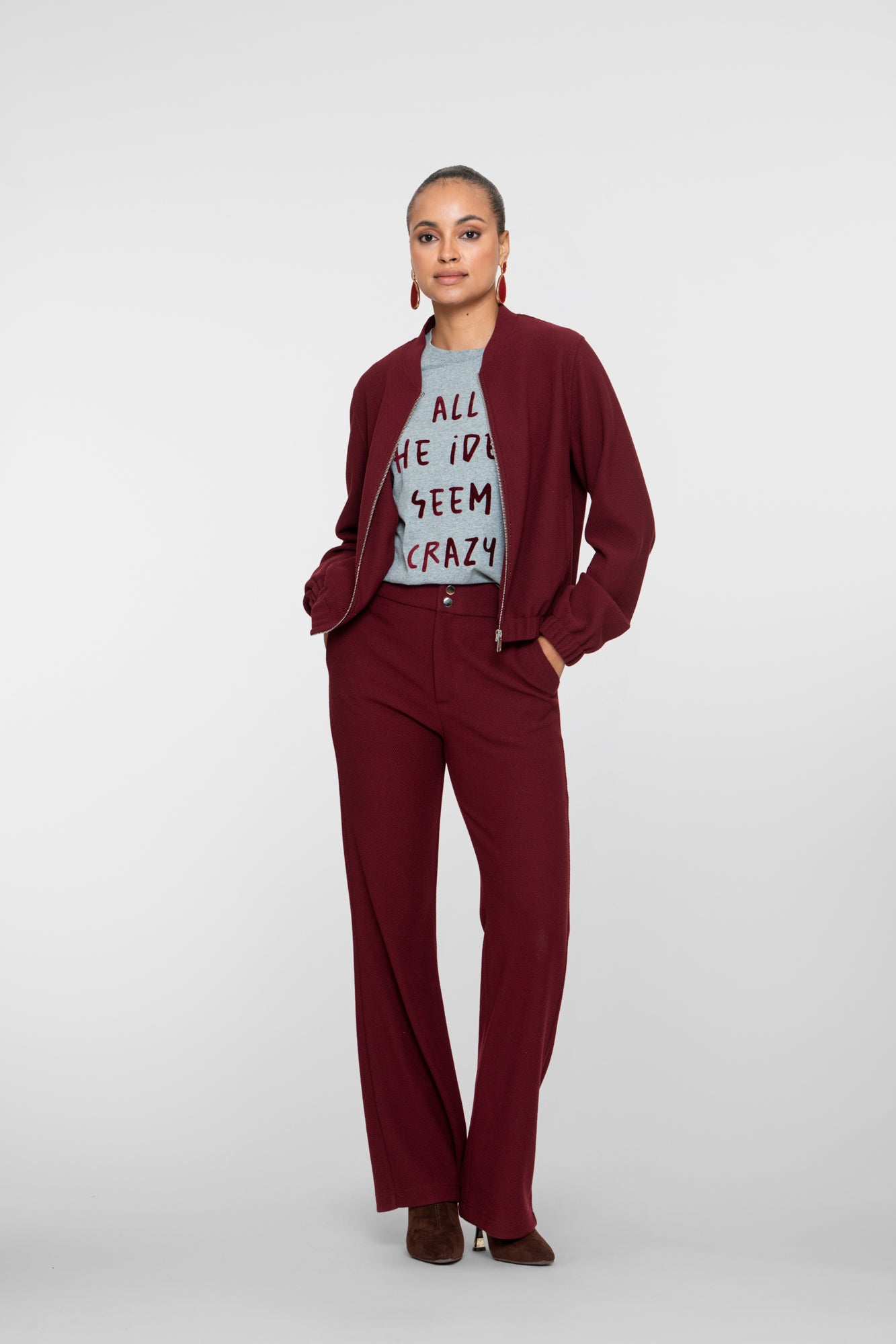 Geisha dames bomber jacket met rits en honeycomb structuur