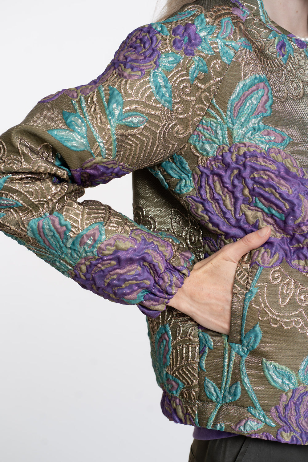 Geisha dames jasje met bloemen en lurex