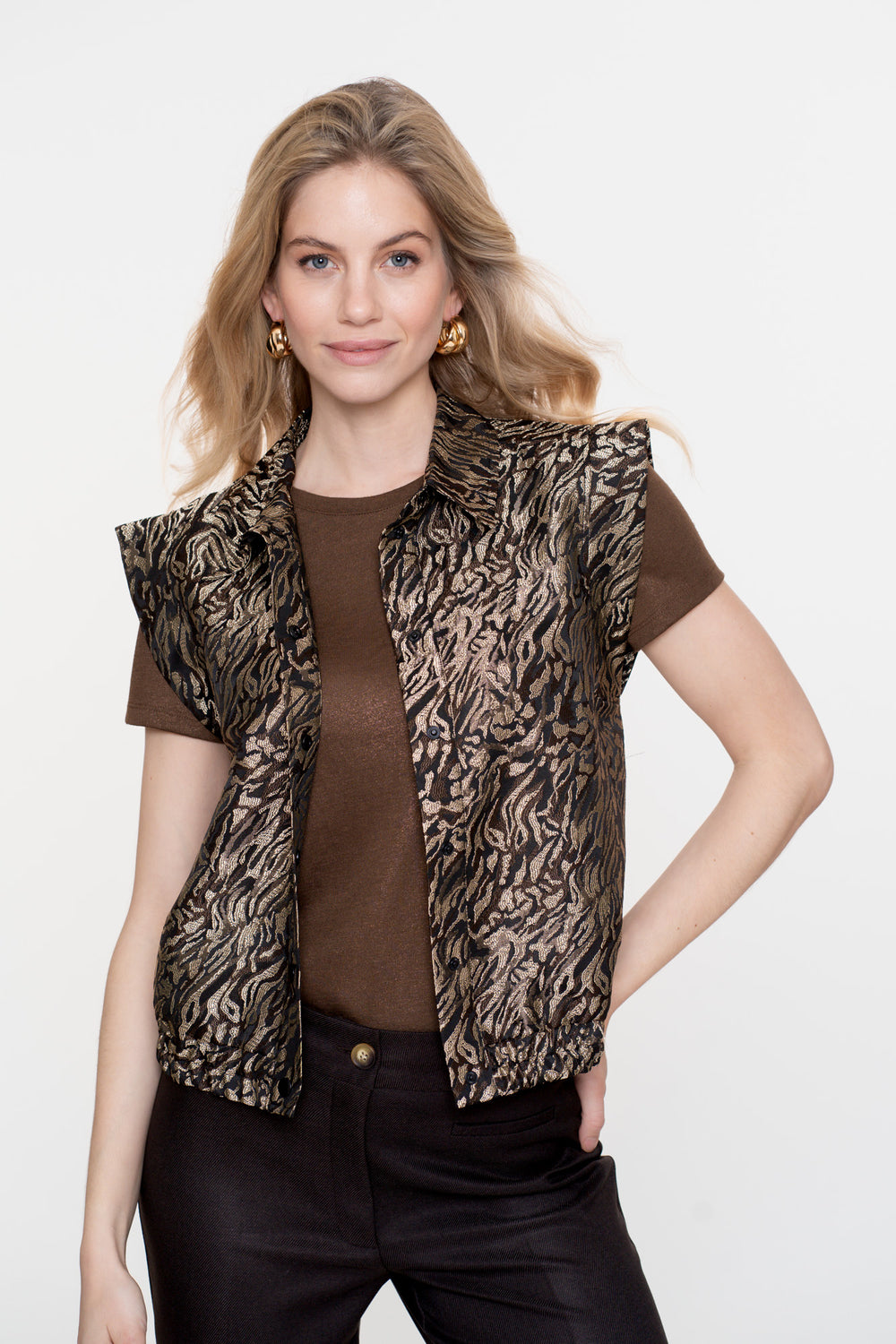 Geisha dames gilet met zebraprint