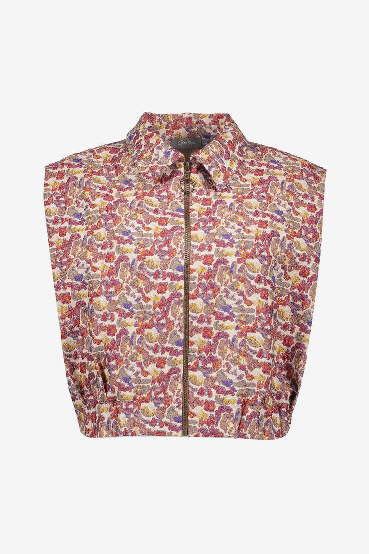 Geisha dames cropped gilet animal multicolor