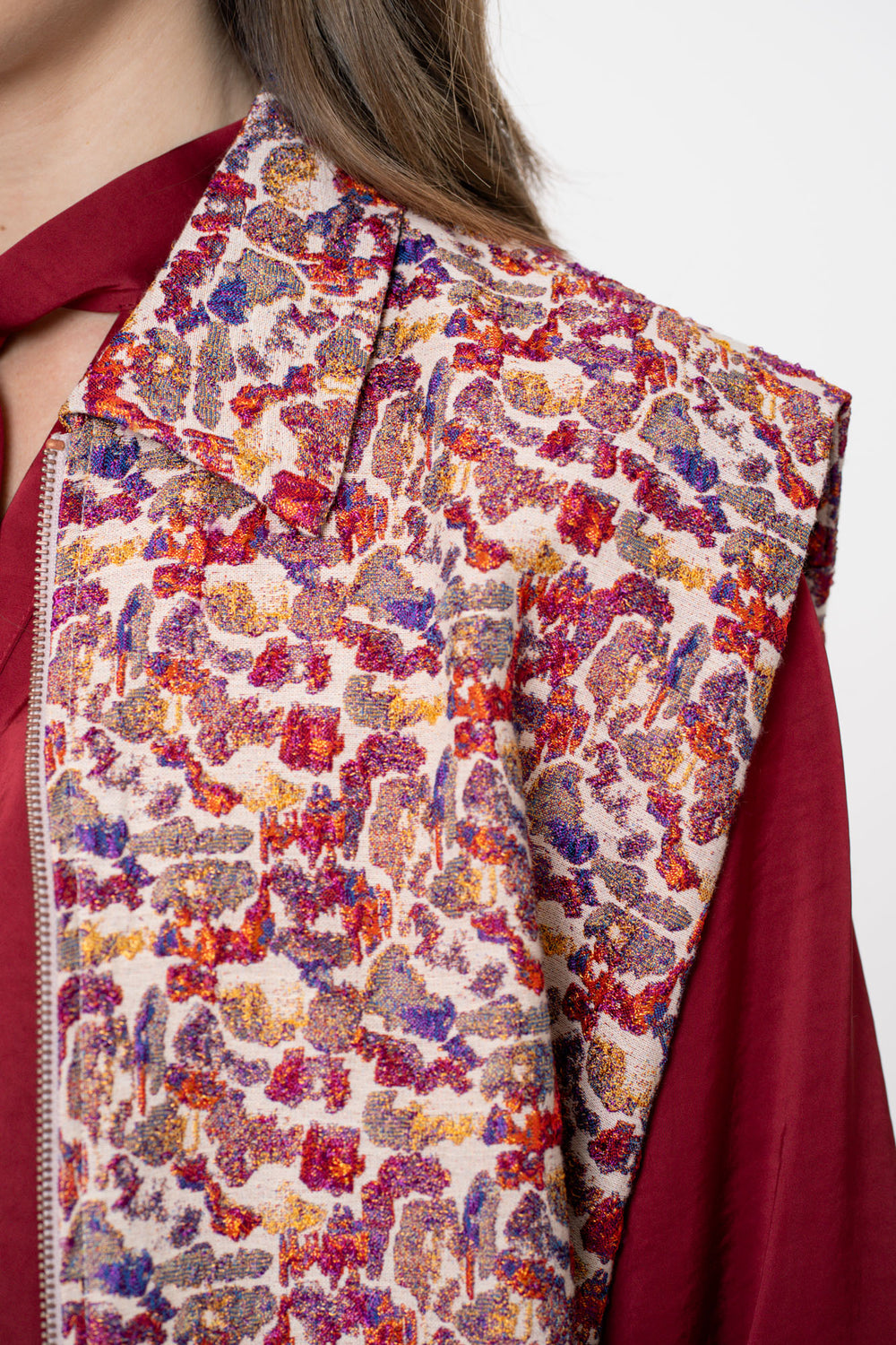 Geisha dames cropped gilet animal multicolor