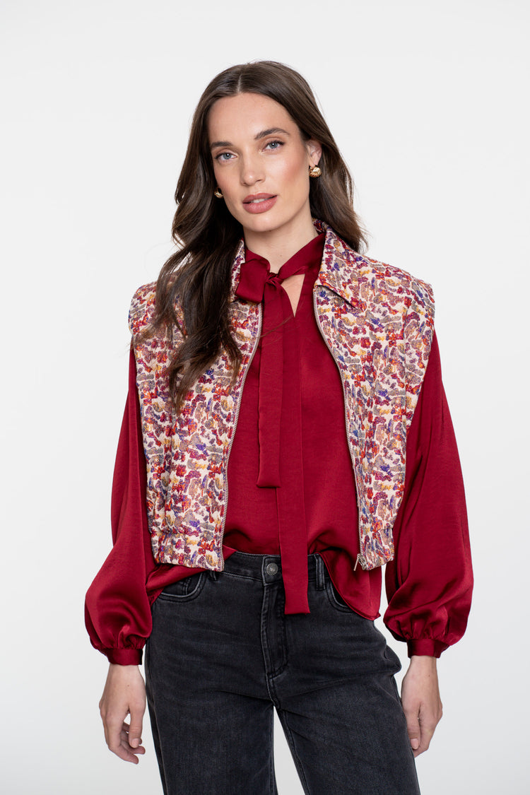 Geisha dames cropped gilet animal multicolor