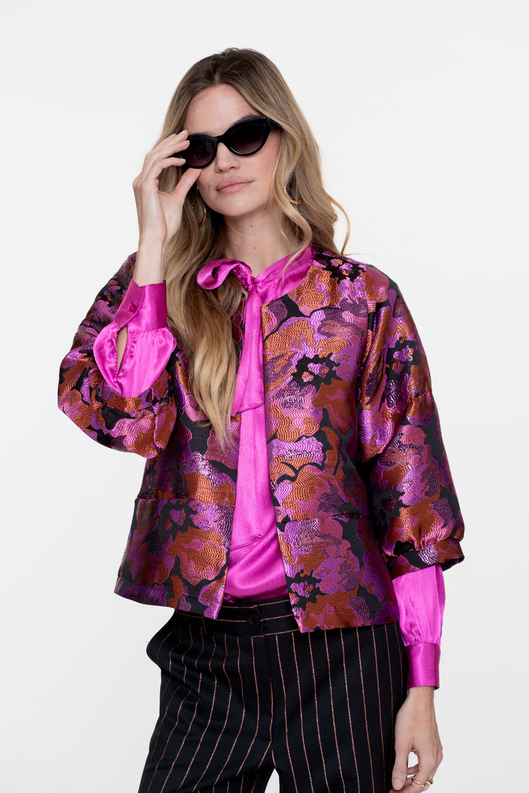 Geisha dames glimmend jasje met print