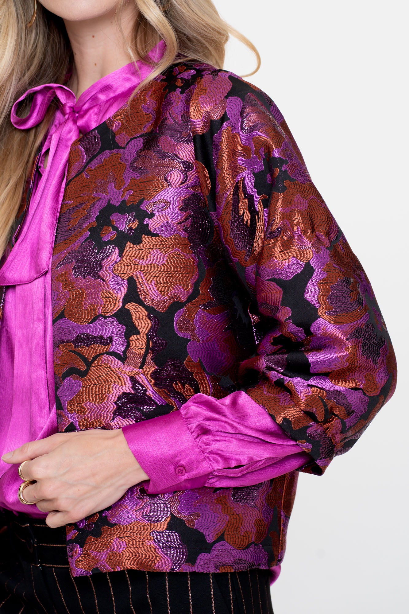 Geisha dames glimmend jasje met print