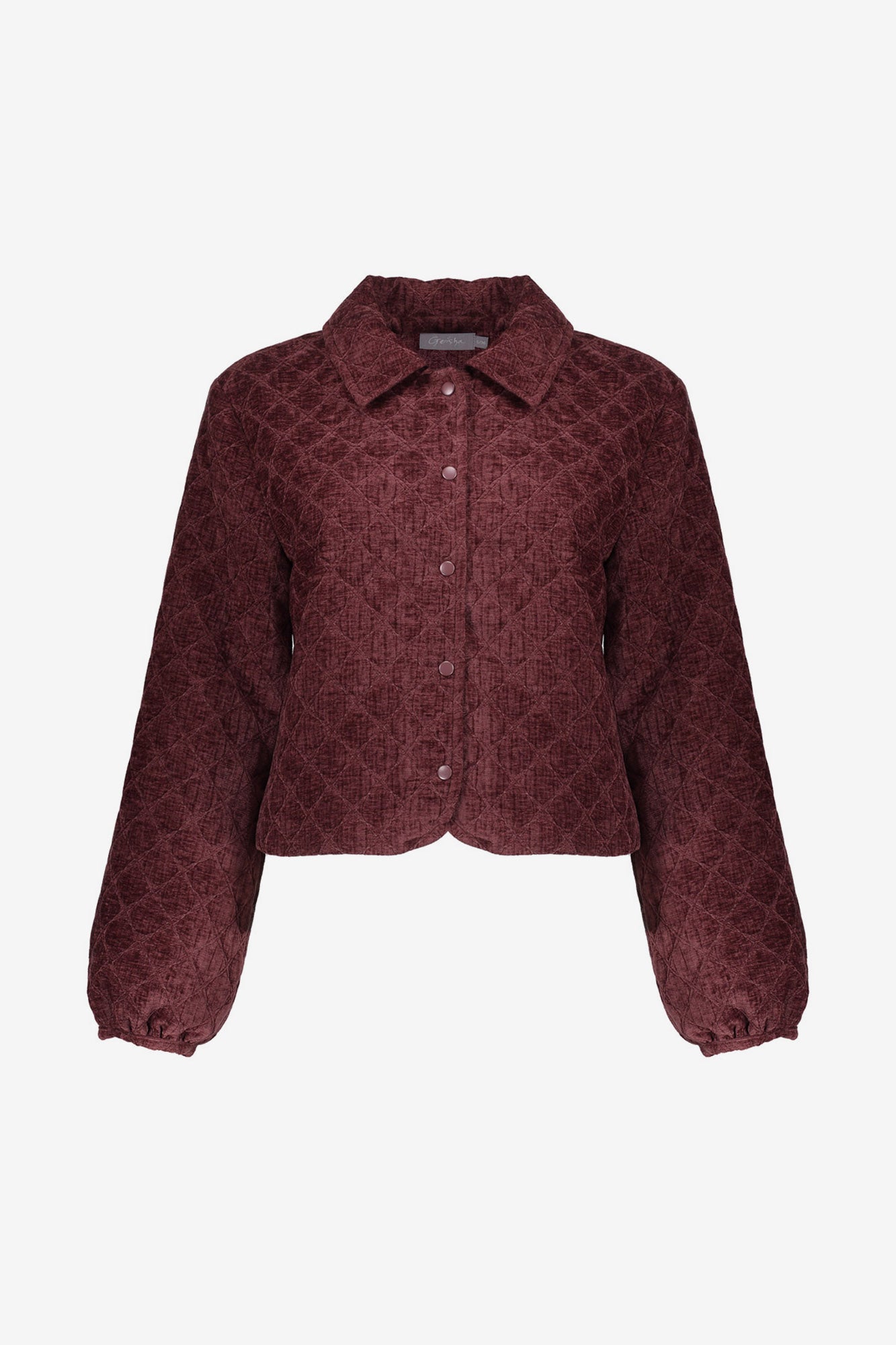 Geisha dames velvet quilted jacket in burgundy