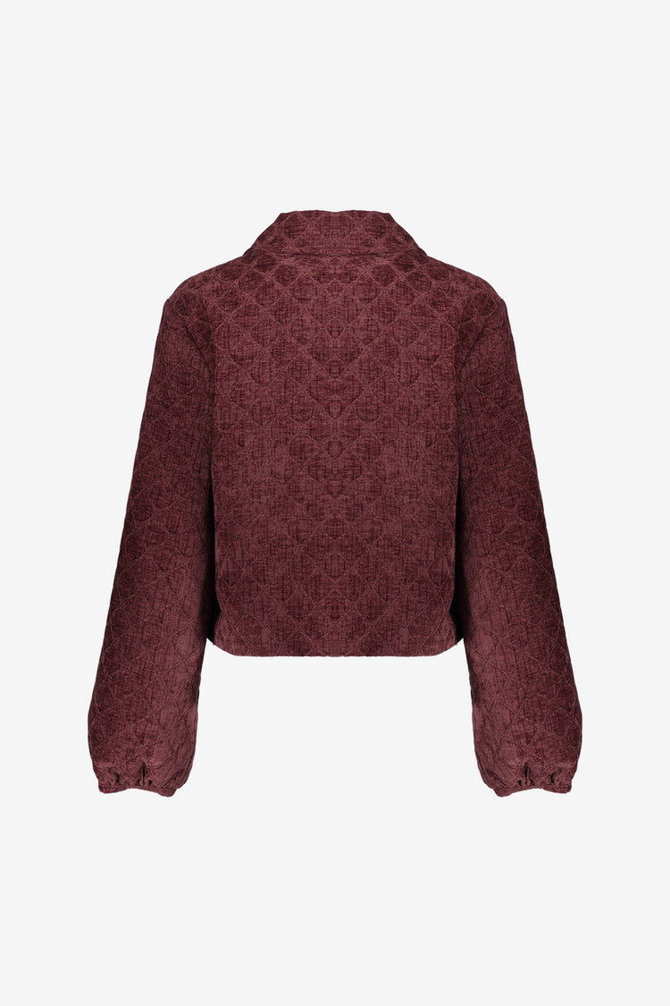 Geisha dames velvet quilted jacket in burgundy