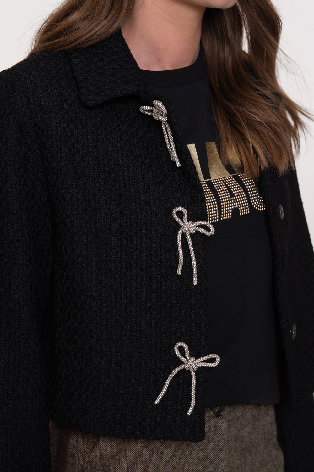 Geisha dames kort jasje met glitter strikdetails