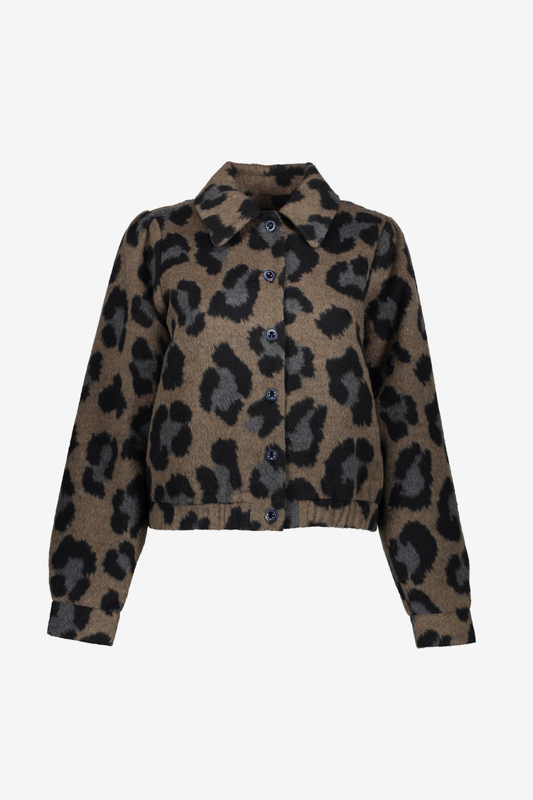 Geisha dames kort jasje met animal print en klassieke kraag