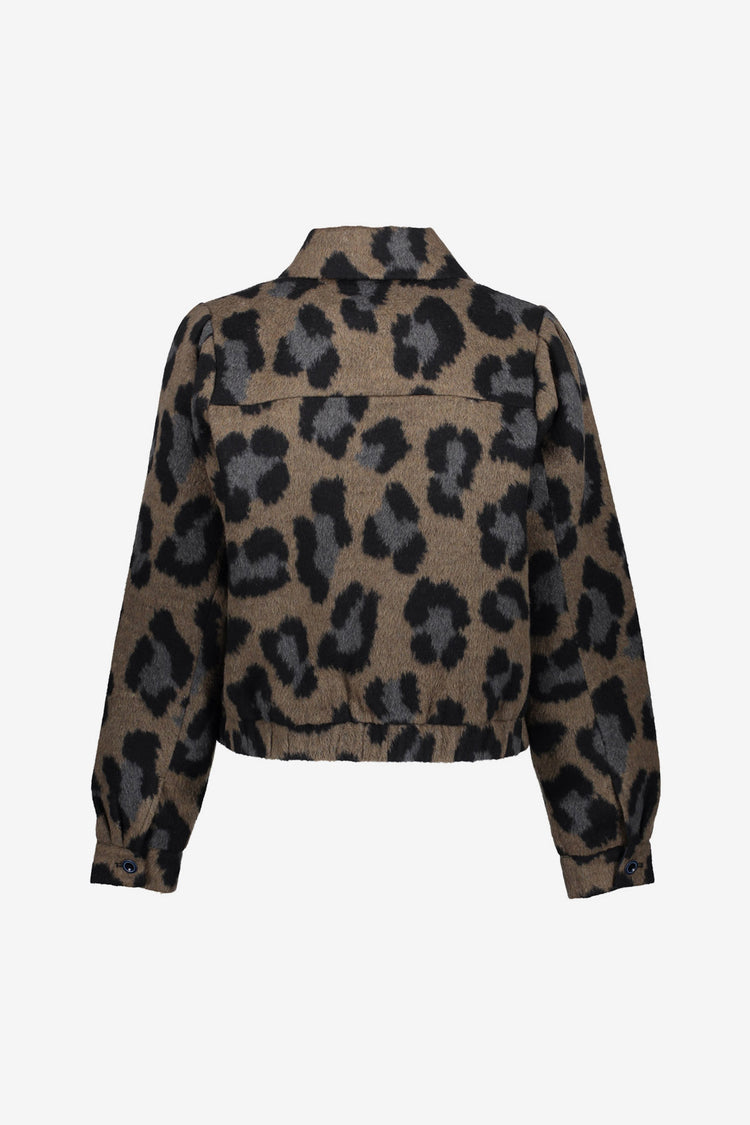Geisha dames kort jasje met animal print en klassieke kraag