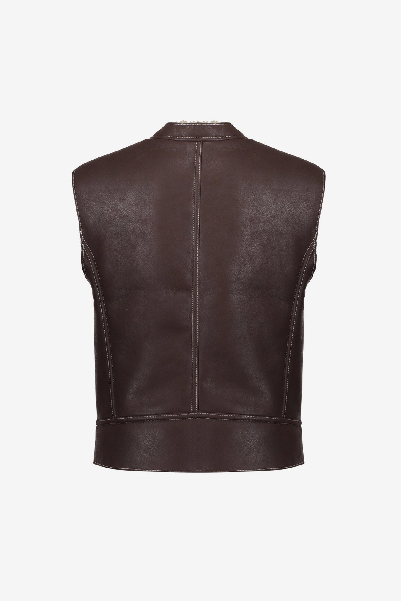 Geisha dames leren look gilet met teddyvoering