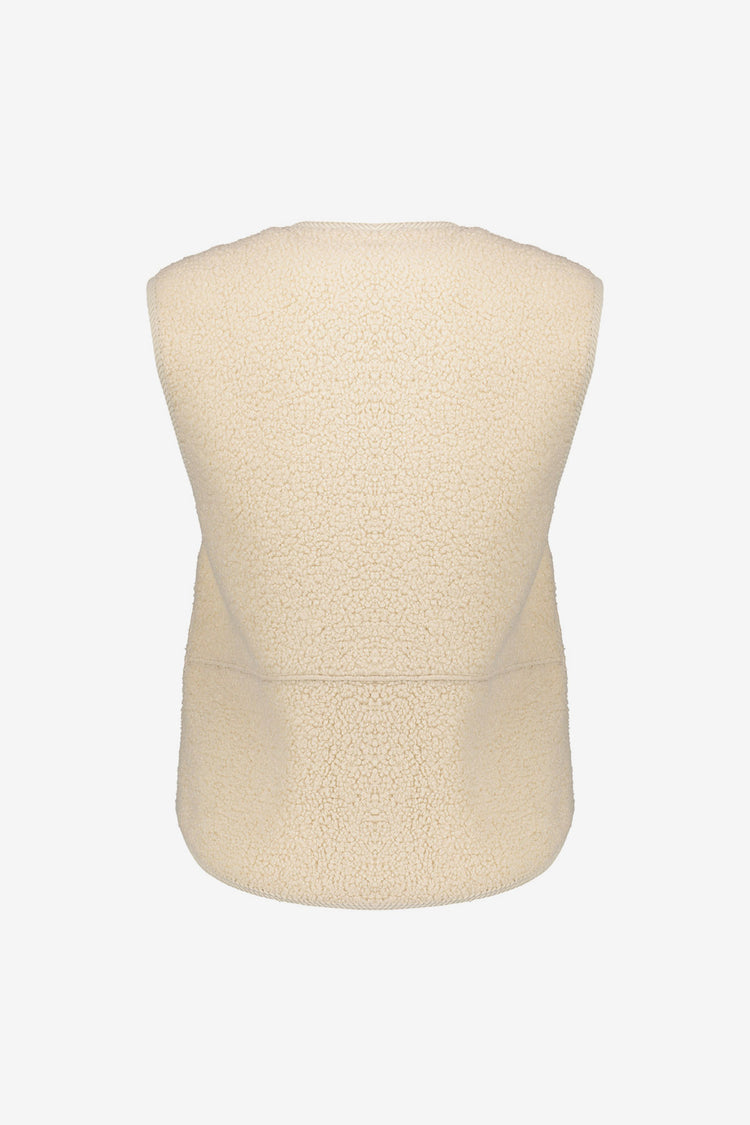 Geisha dames crèmekleurig teddy gilet met knoopsluiting