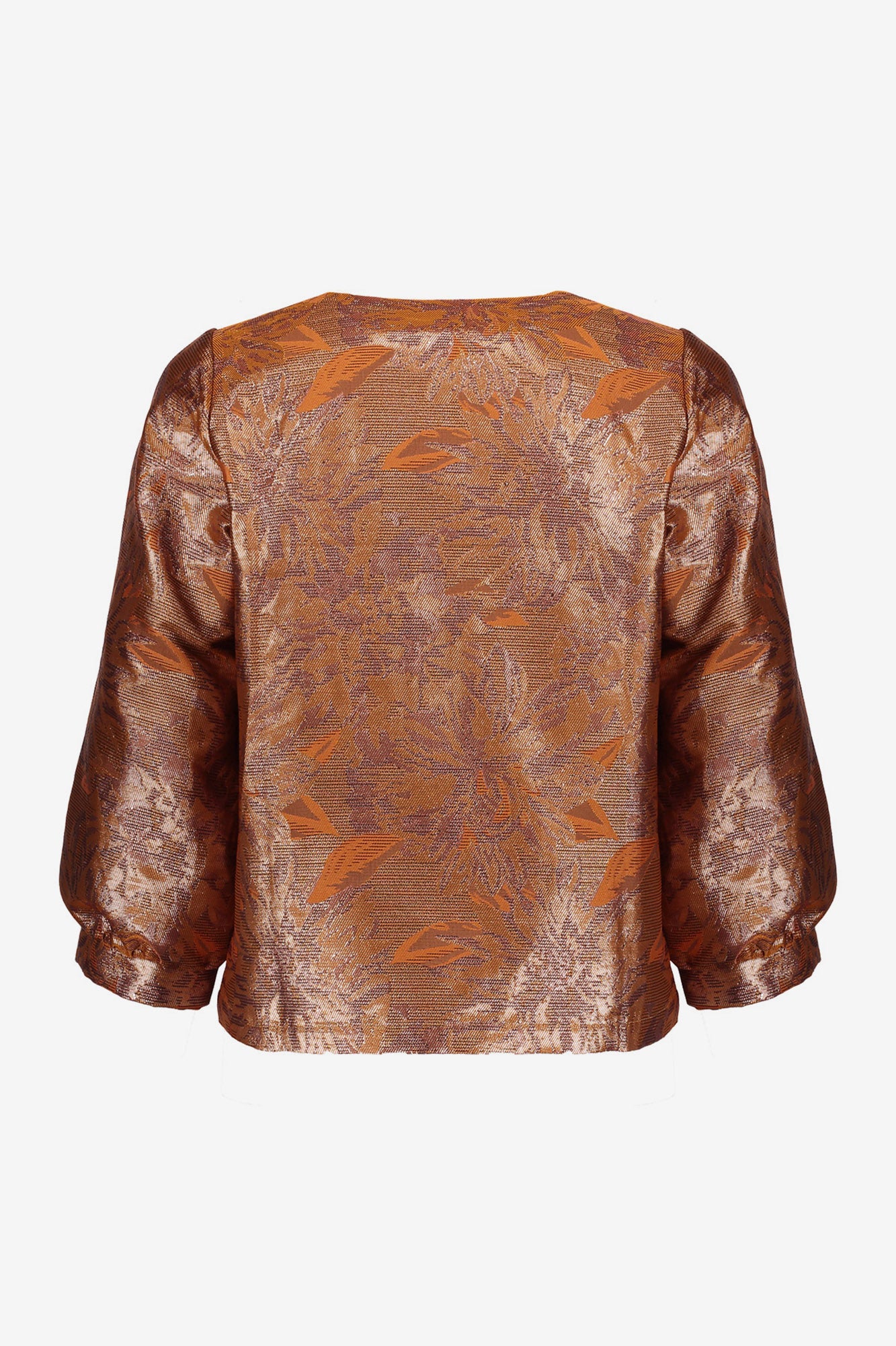 Geisha dames koperkleurig jasje met metallic jacquardprint