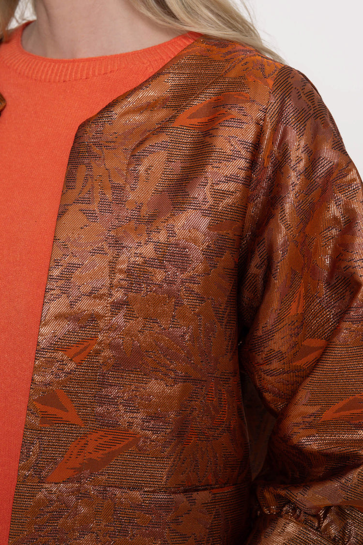 Geisha dames koperkleurig jasje met metallic jacquardprint