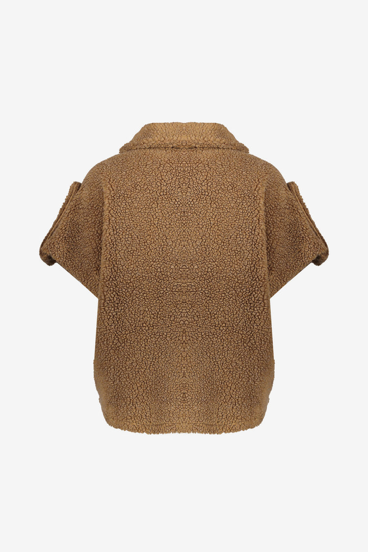 Geisha dames boxy teddy jacket in warme camel tint