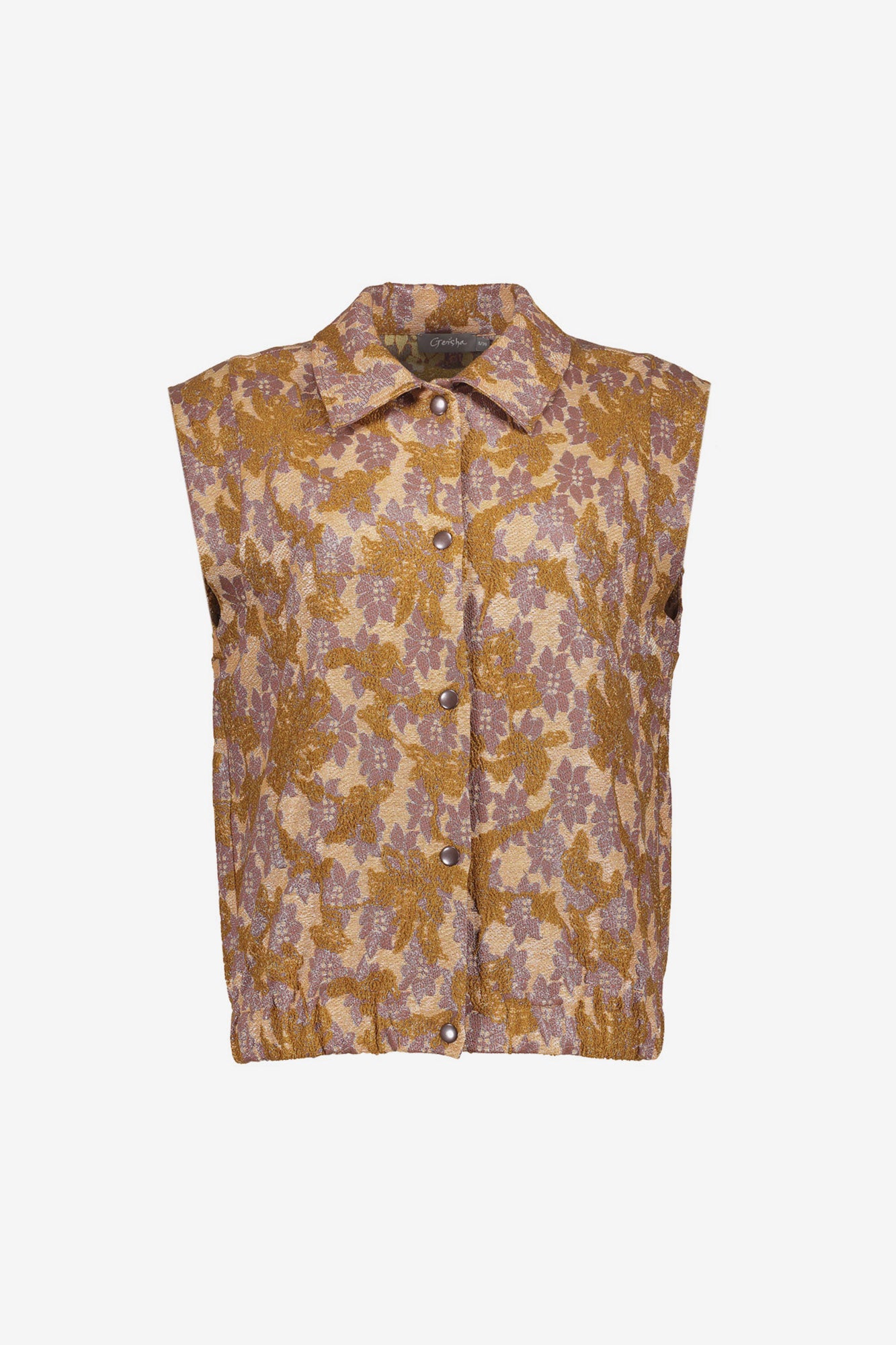 Geisha dames gilet met jacquard structuur en bloemen dessin