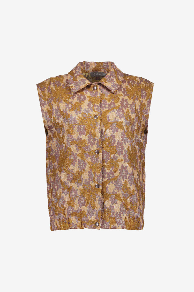Geisha dames gilet met jacquard structuur en bloemen dessin