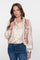 Geisha dames contrast gilet met teddy en geweven print dessin