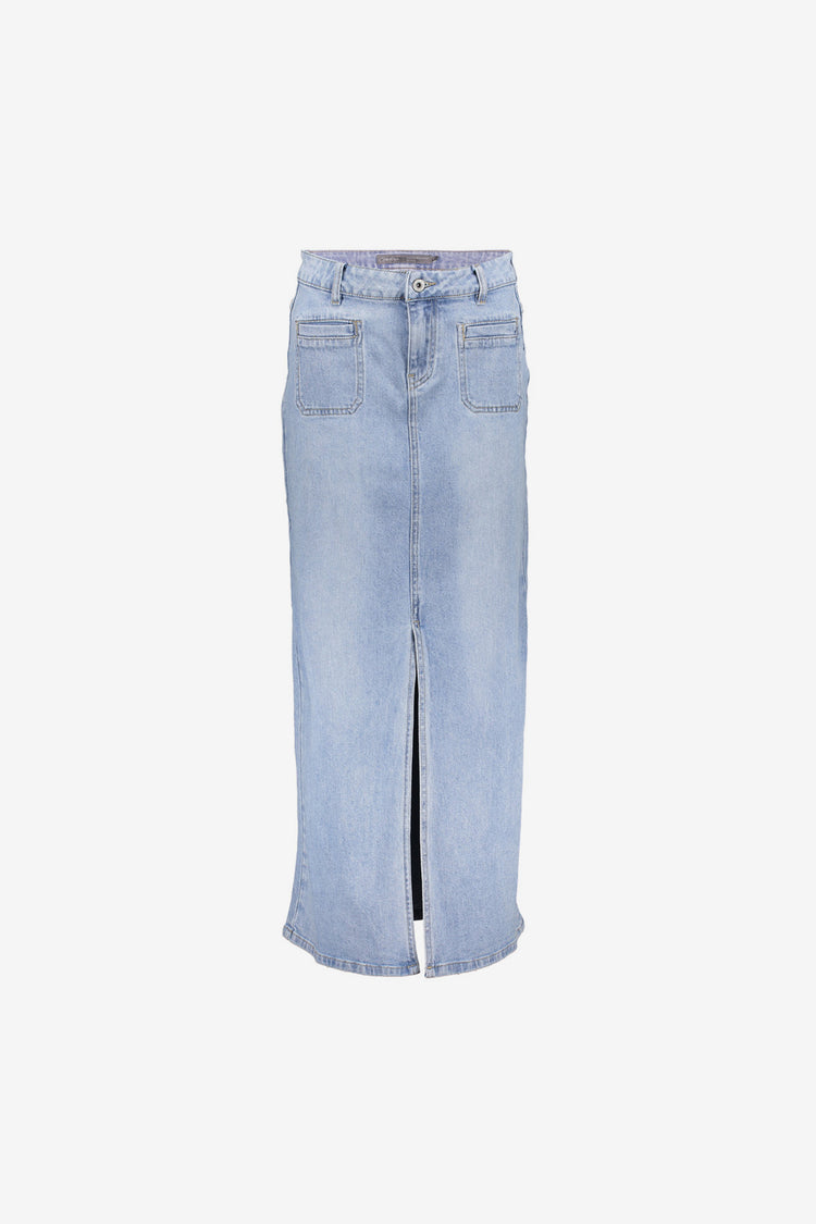 Geisha Fashion dames lange jeansrok met zakken