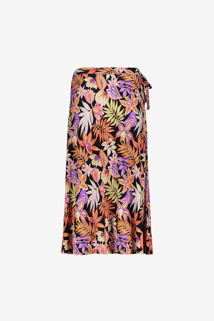 Geisha Fashion dames midi-rok met print en strikdetail
