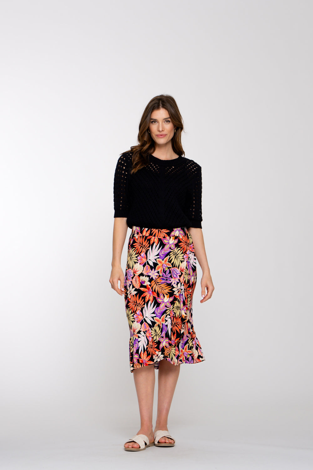 Geisha Fashion dames strokenrok met kleurrijke print