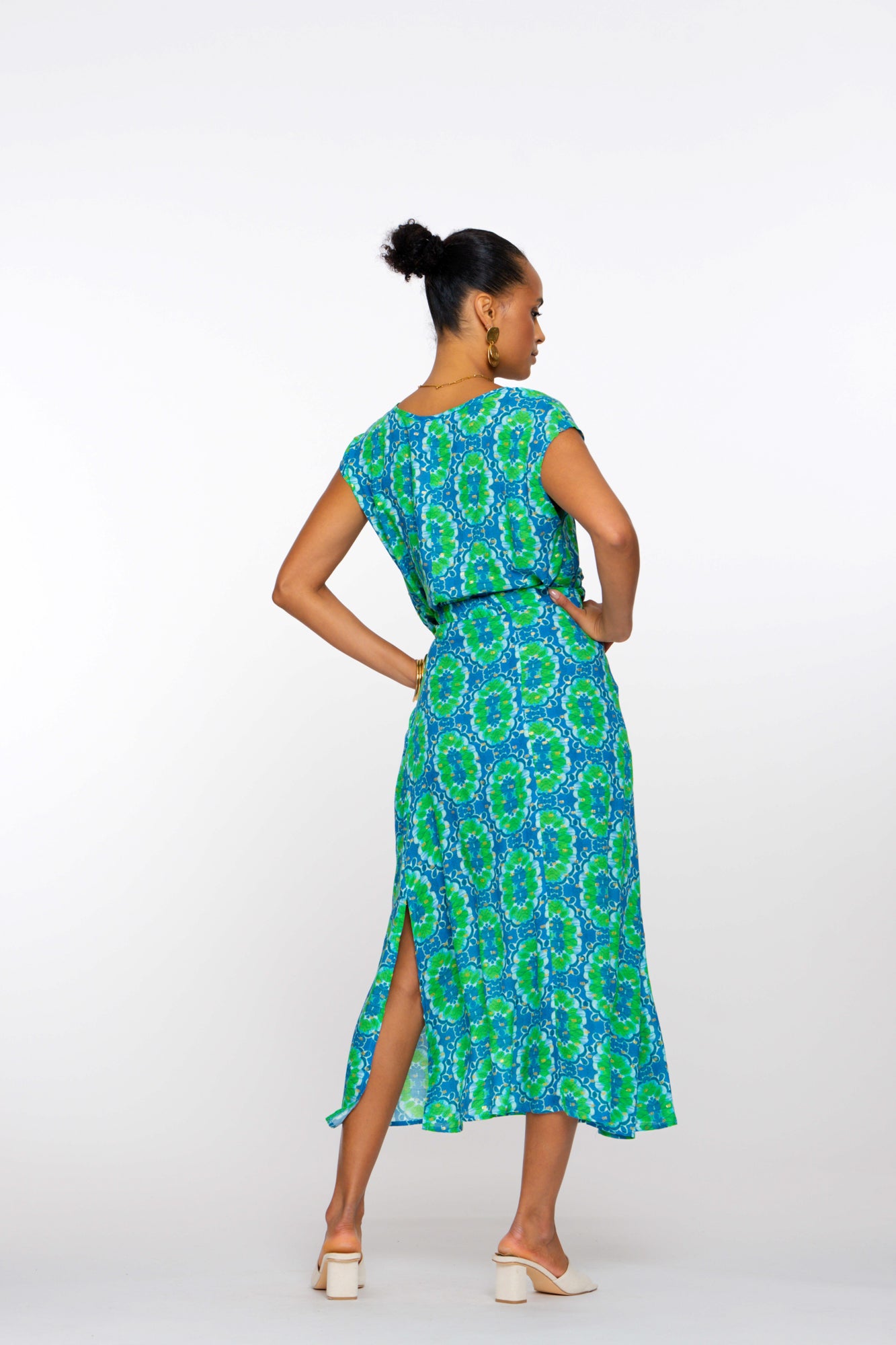 Geisha Fashion dames midi-rok met tegelprint en lurex