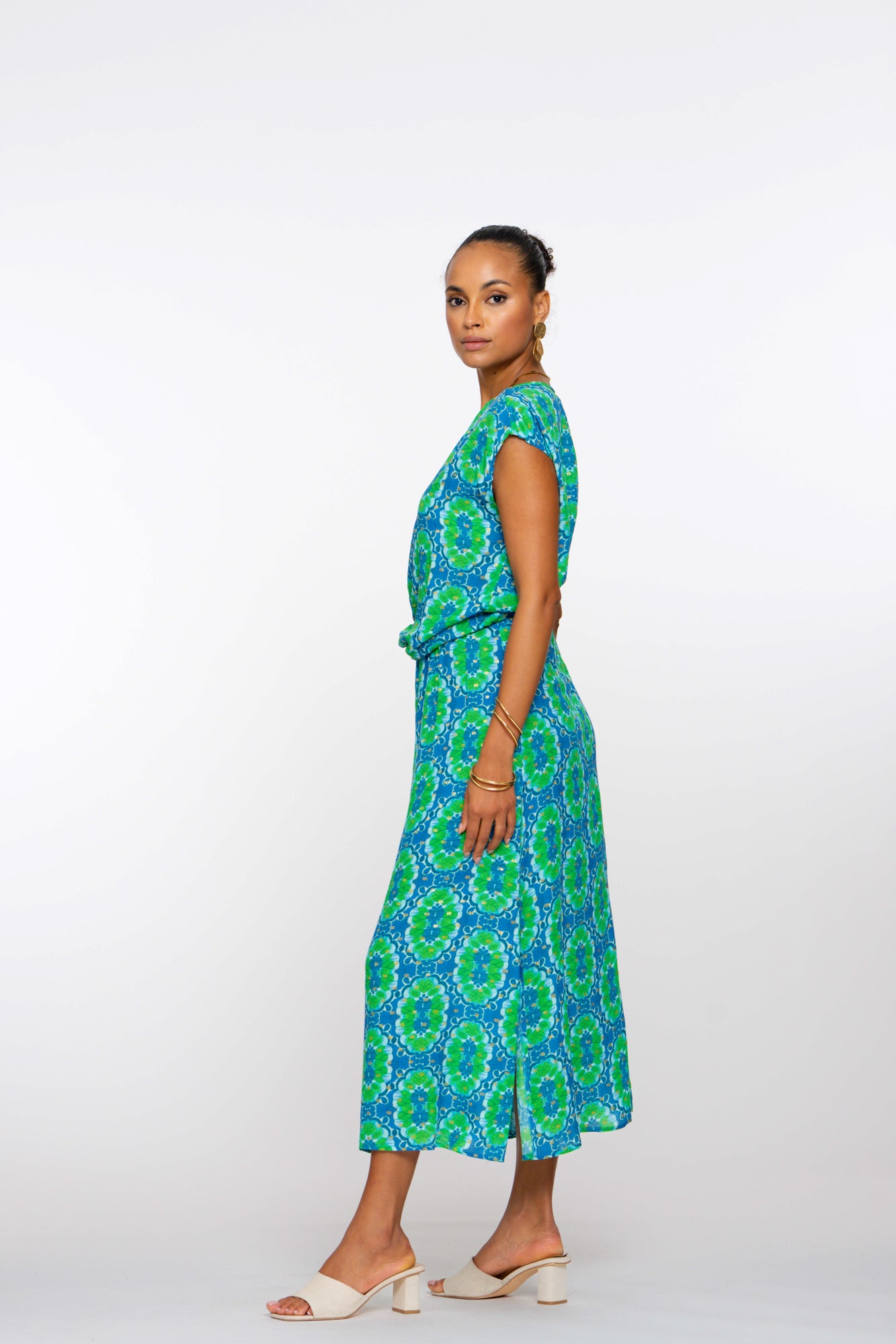 Geisha Fashion dames midi-rok met tegelprint en lurex