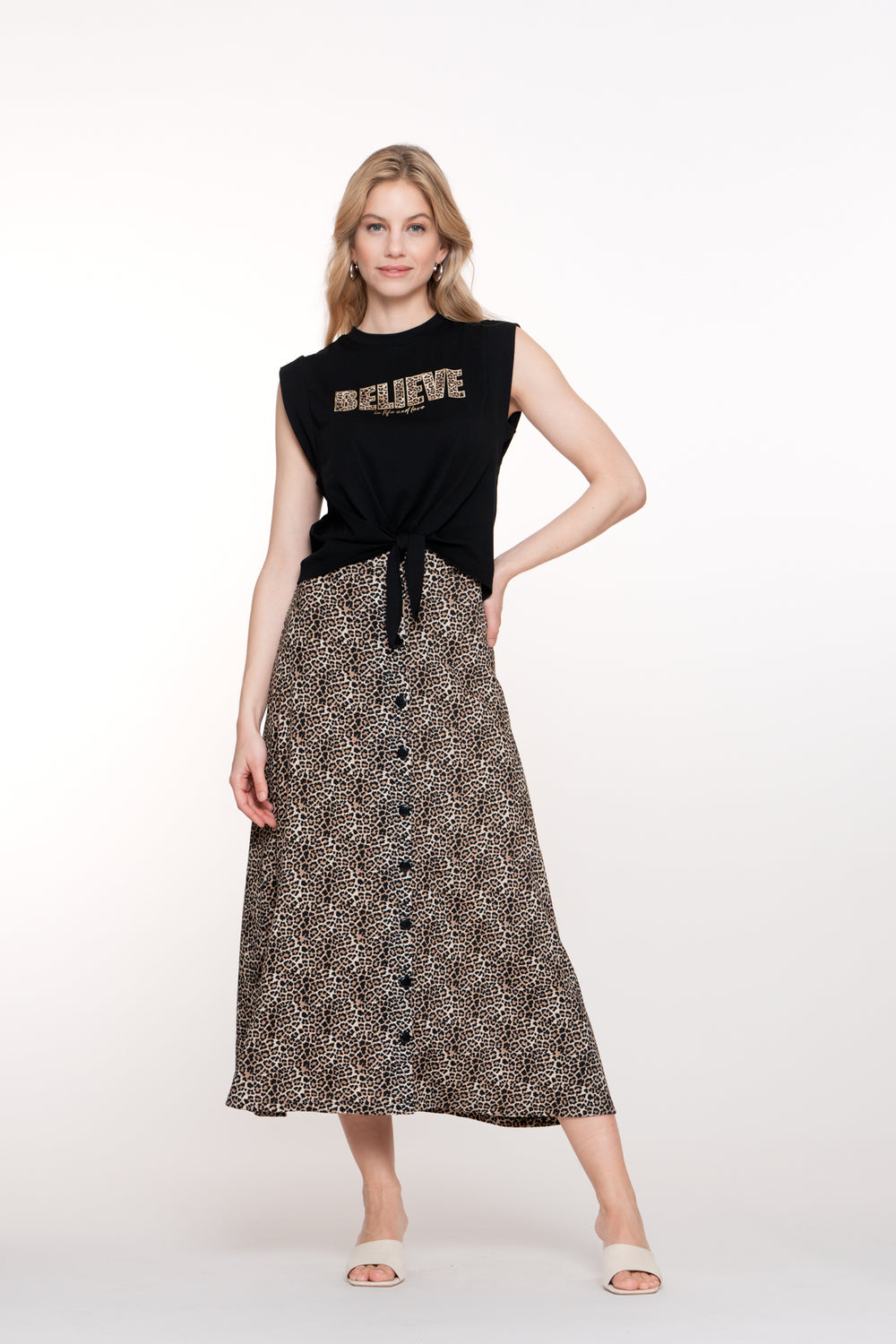 Geisha dames leopard rok met knoopjes