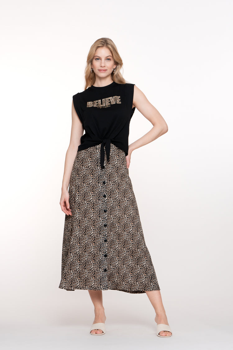 Geisha dames leopard rok met knoopjes