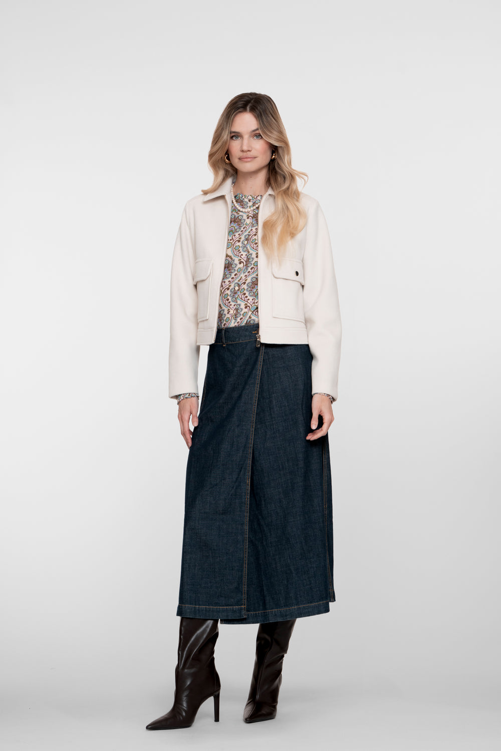 Geisha dames denim overslag rok